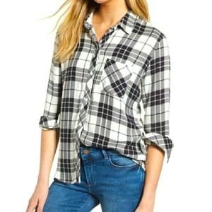 Rails black and white plaid blouse, size XS